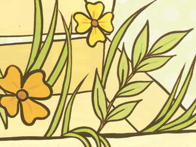 green remedies detail flower hand painted herb illustration