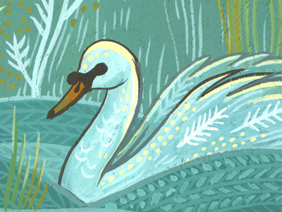 swan by susie ghahremani / boygirlparty animal bird gouache hand painted illustration new england painting sea swan