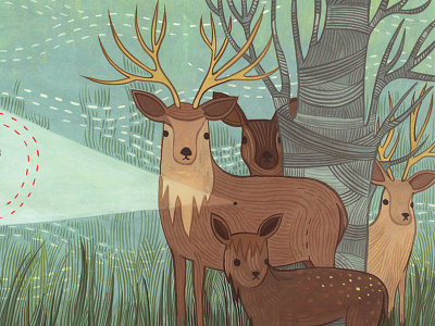 Deer Tick deer editorial forest gouache hand painted illustration magazine susie ghahremani