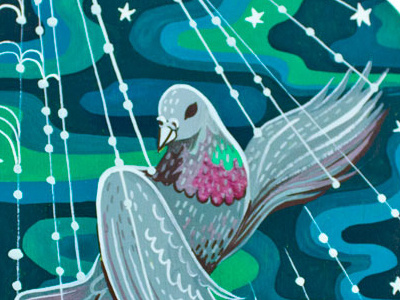 Year of Meteors album art analog art show bird gouache hand painted music artwork original original art painting pigeon susie ghahremani