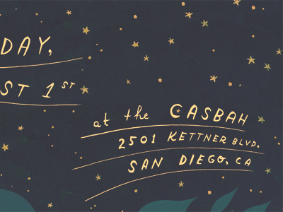 stargazers: the casbah hand lettering hand painted lettering meteor san diego shooting star sky star typography