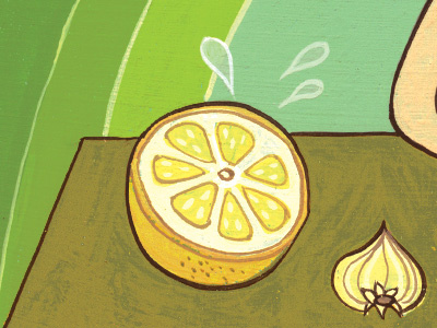 juice food garlic grapefruit hand painted illustration
