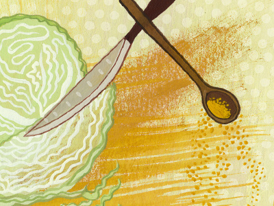 cabbage + curry cabbage curry food hand painted illustration