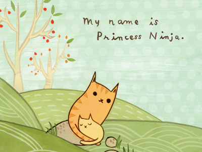 princess ninja cat forest hand lettering illustration lettering