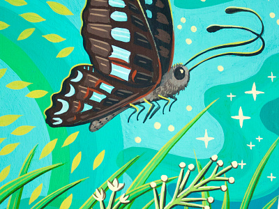 Blue Triangle Butterfly australia butterfly gouache hand painted nature painting susie ghahremani