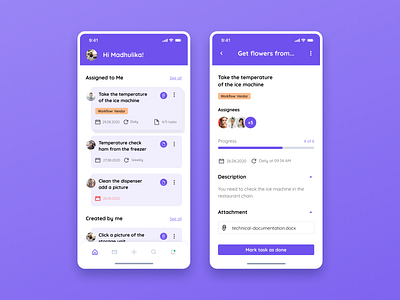 Mobile app for creating tasks