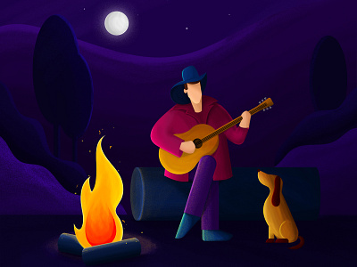 Guitar bonfire fire guitar guitarist man music night night sky peaceful