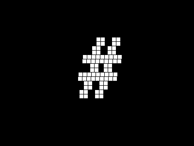 Pixel Pound black and white black letter pixel rebound symbol type white