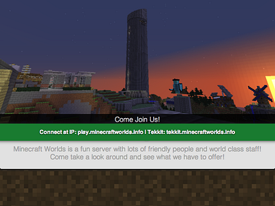 Minecraft Worlds Server graphics minecraft pixellation ui website