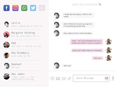 Direct Messaging branding concept contact contact list daily 100 challenge daily ui design digital dribbble facebook instagram line messaging messaging app minimal app phone app sketch social network twitter whatsapp