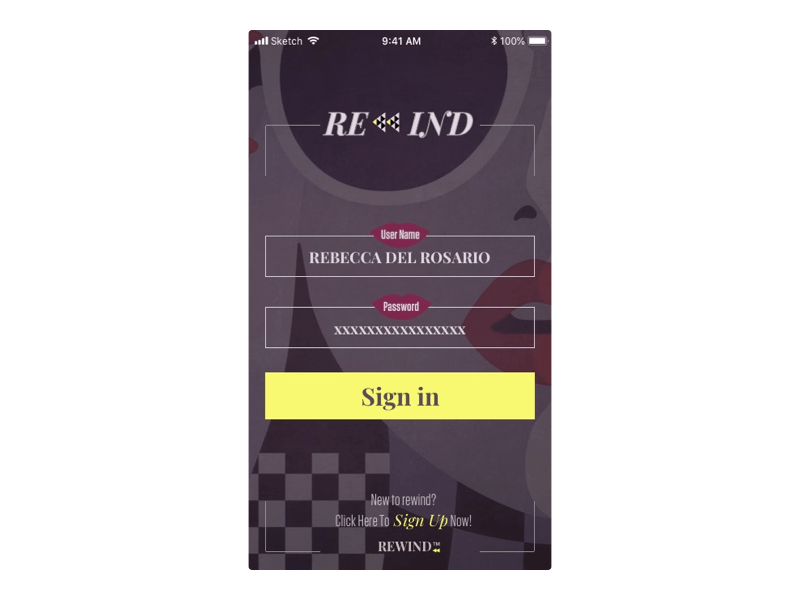 Rewind Music App app branding concept dark ui design illustration mixtape mobile mobile app sketch typography ui ux vintage