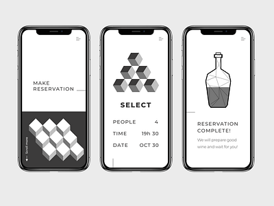 Confirm Reservation app black branding concept concept art cube cubes daily 100 challenge daily ui design geometric icon minimal mobile modern red wine simple sketch white whitespace