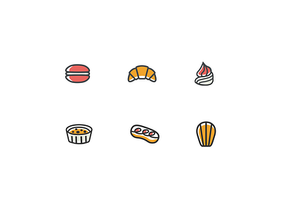 Icon Set - French Dessert (Freebie) black branding concept daily 100 challenge daily ui dailyui design dessert french french dessert graphic icon icon design icon set illustrator logodesign logos minimal simple sketch