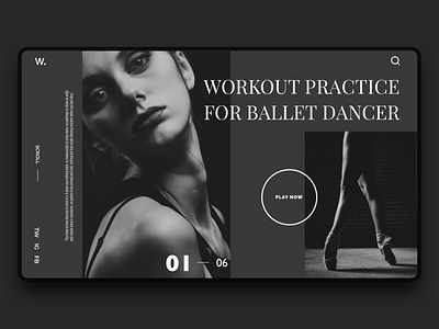 Workout of the day 062 ballet black branding concept daily 100 challenge daily challange daily ui daily ui 062 dancer desktop desktop design fashion minimal simple ui uidesign visual workout workout of the day