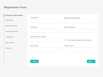 Register Form with Navigation