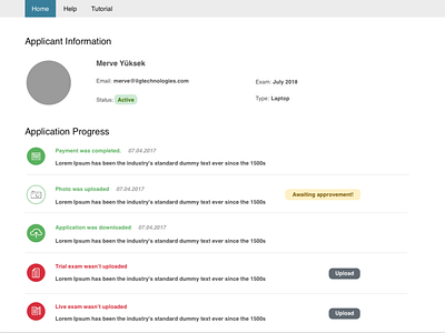 Applicant Info - Progress home progress task flow user account