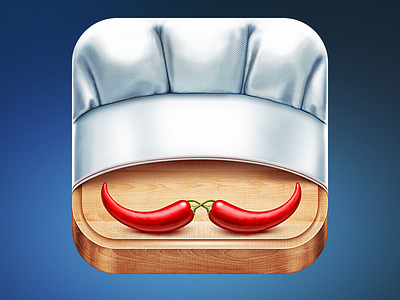 New Fork App Icon Design board chef cook cooking dinner eat food fork gourmet hat meal menu ramotion recipe recipes restaurant table white wood wooden