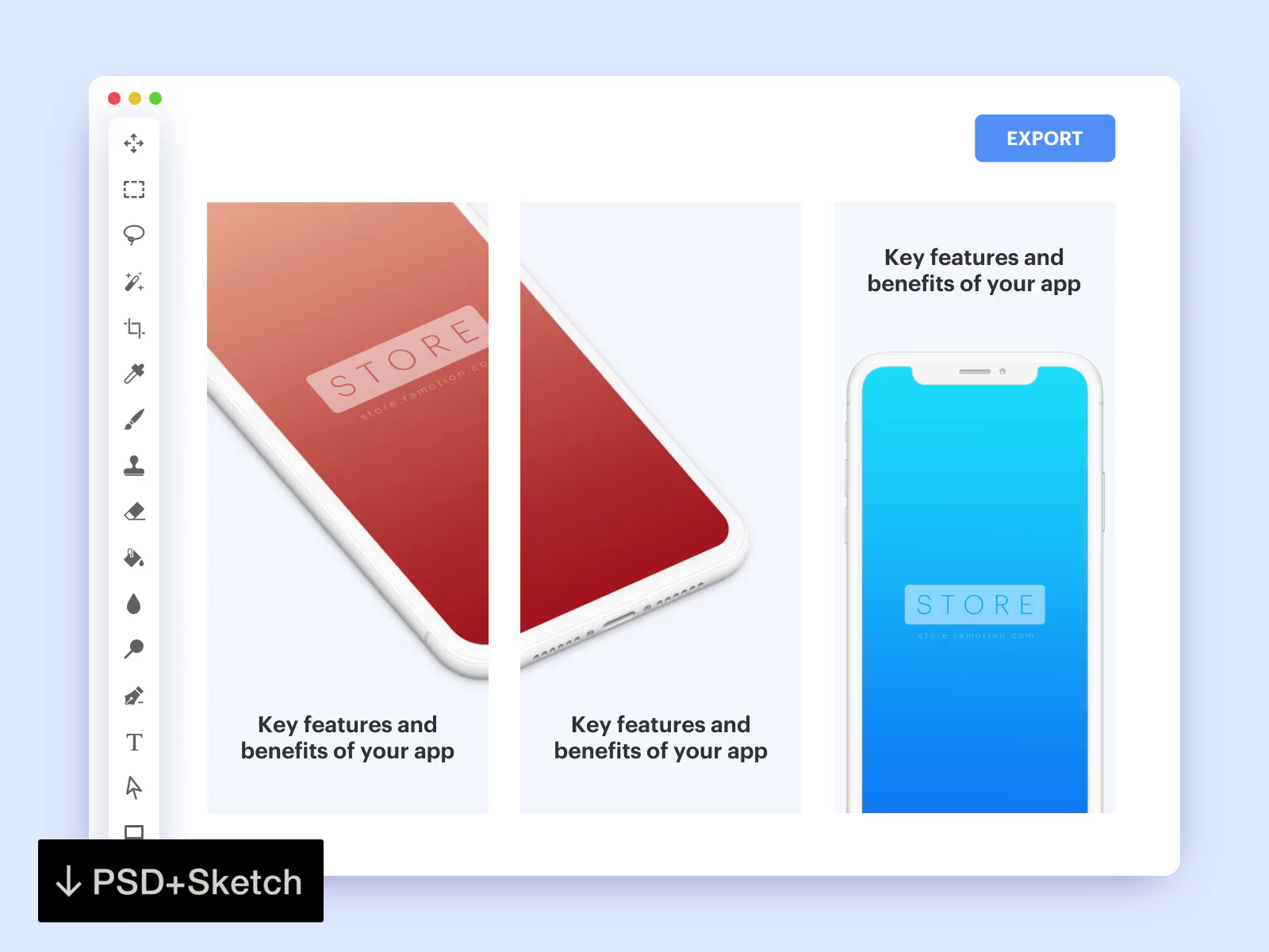 psd app store screenshot template