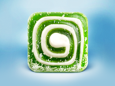 Sweet iOS App Icon 3d appstore cocoa design food green icon icons ios ipad iphone mac photo ramotion retouch roll rolls sugar sushi sweet