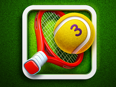 Hit Tennis 3 App Icon | iOS android application ball design game grass logo mac product racket ramotion sport