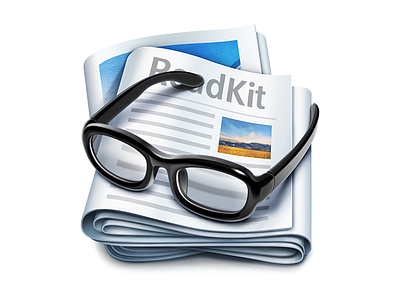 ReadKit Mac App Icon | RSS application design feed glass glasses logo macos magazine newspaper product ramotion reader