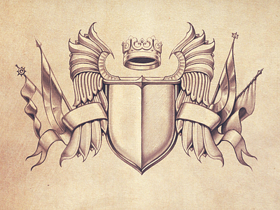 Heraldry Pencil Illustration armory crest crown drawing flag heraldic heraldry illustration knight pencil shield sketch