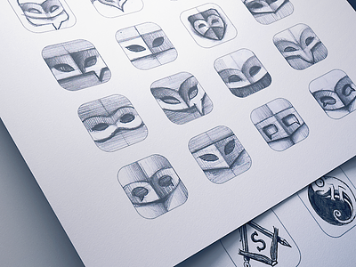 iOS 7 App Icon Sketching app face icon ios7 iphone mask mason paper pencil secret sketch sketching