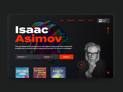 Ramotion Labs: Isaac Asimov Website Concept abstract agency book company concept cover design experience interface landing page ramotion ui user ux web website