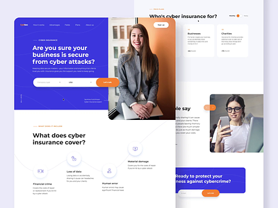 Cybersecurity web site design: landing page home page ui