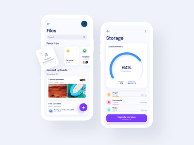 Mobile App: iOS Android UI for Cloud Storage