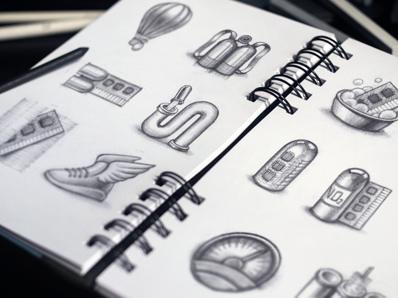 SpeedUp Icon Design Process mac app icon design sketch pencil paper drawing illustration speed macos