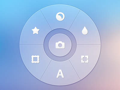 Photo App - Radial Controller | UX, UI, iOS buttons camera design glyph icons photo pictograms user interface