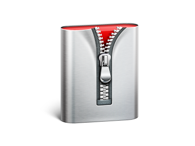 MacOS Archive icon aluminum app appstore archive compressed data files gray icon icons mac macos metal perspective ramotion red texture white zip zipper