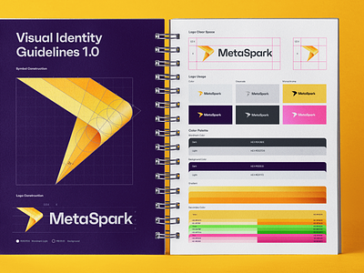 MetaSpark Visual Identity Guidelines brand brand identity branding color palette color scheme colors fire logo logo design logo grid logotype style guide visual identity
