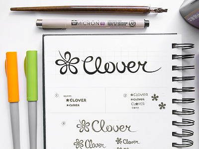 Clover Logo Design app branding calligraphy clover design flower icon identity lettering logo typeface typography