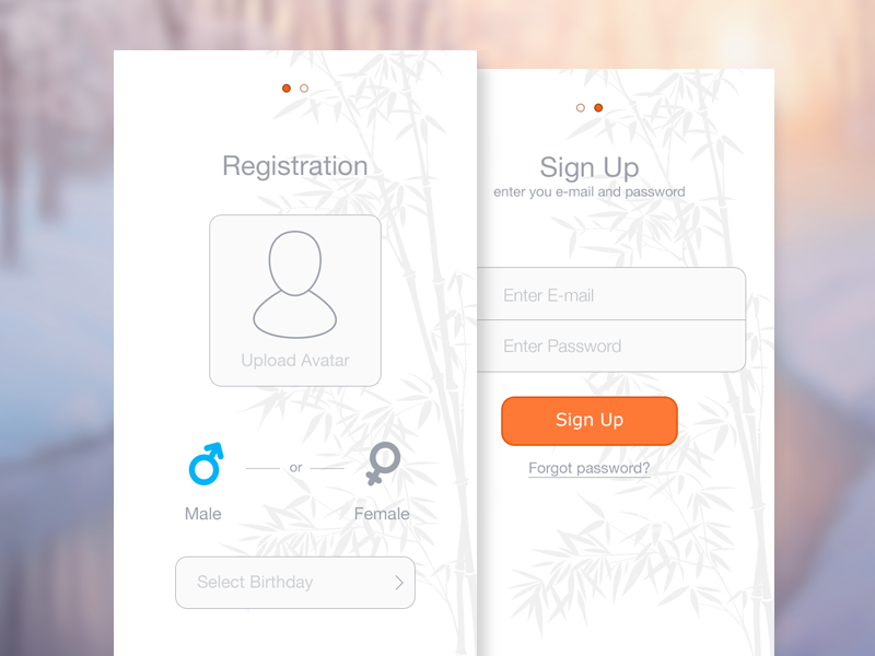 Registration/SignUp Screens android application registration login sign up ux ui user interface user experience app design iphone 6 ios 8 password social network
