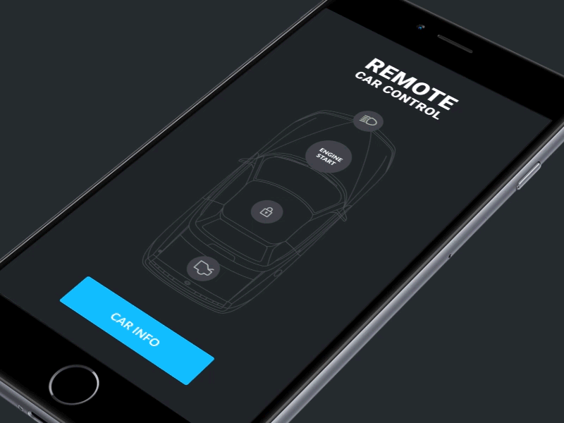 Car Control - App Interface accident prevention apple android interaction design app ux ui apple engine check emergency support ios material design iphone smart navigation loading vehicle data ramotion applicaiton safety animation tesla user experience usability prototype
