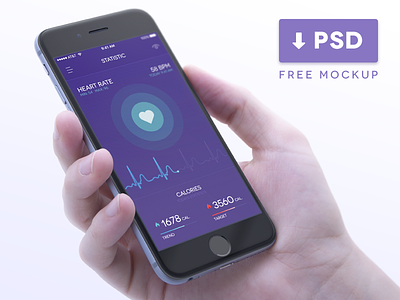Health Tracker in iPhone Mockup analysis mockups condition tracker free iphone 6 mockup hardware and software healthcare interaction design ramotion real time graph smart system smooth transitions user experience ux ui