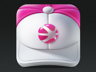 App Icon Dribbble iPhone app icon application appstore ball baseball cloth clothing design dribbble hat headwear identity ios logo mobile ramotion red stitching texture white