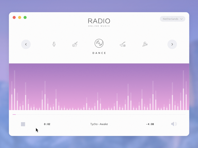 Web Radio Interface by Ramotion on Dribbble