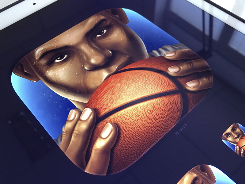 Baller Legends App Icon realistic texture legend iphone ipad game identity app branding charater design orange ball appstore banner basketball illustration application logo icon design