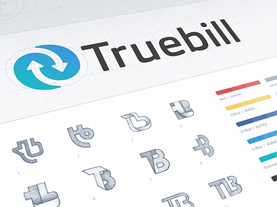 Truebill Product Branding application icon brand identity brandbook color palette logo design negative space product branding sign mark truebill logomark typography grid wordmark lettering