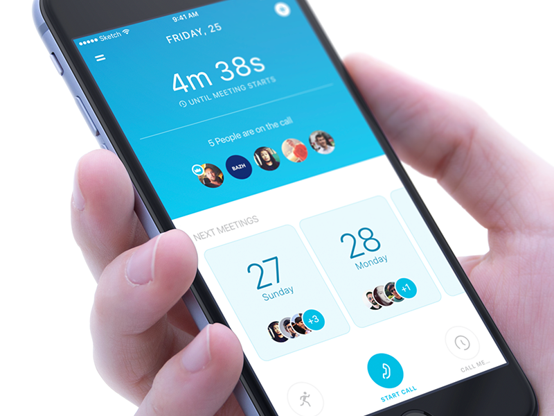 Meetings - App Design UX/UI iphone simplicity timer interactive prototype clean design participant upcoming meetings mobile interface multi-platform product user experience ux ui