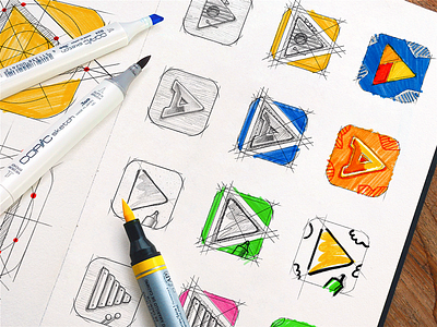 Sketches for Osmo App Icon app icon family consistent brand identity design system hand sketch hand-drawn shapes icon artwork iconography graphic illustrations icon design ios app design sketch illustration traditional art