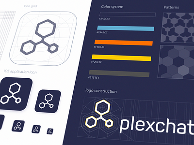 Plexchat Logo Guidelines brand design system brand identity color system color theme icon artwork iconography graphic construction illustrations icon design ios app design ios app icon resolution asset sketch sketch pattern grid