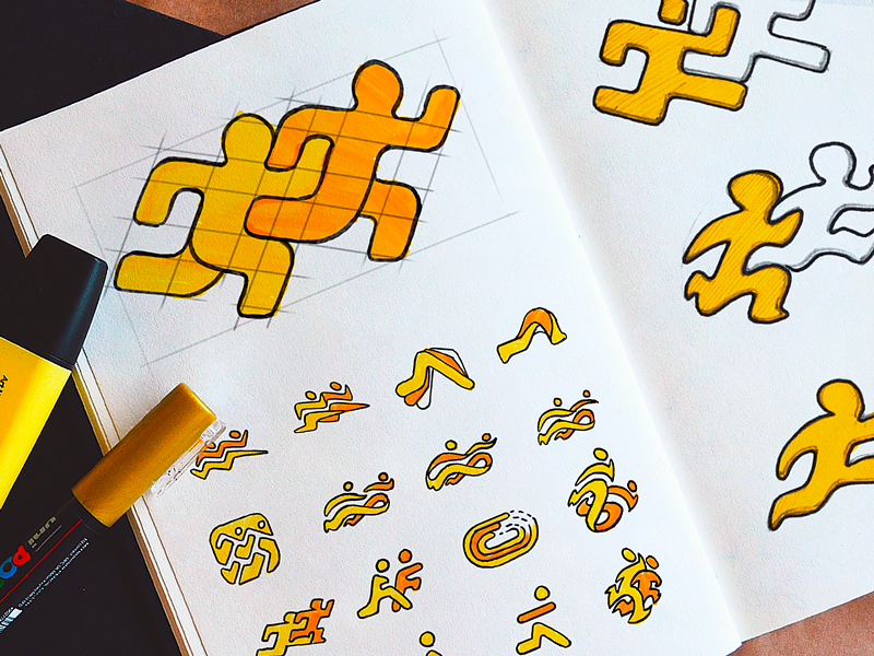 Hand drawn sketches for the fitness app ramotion