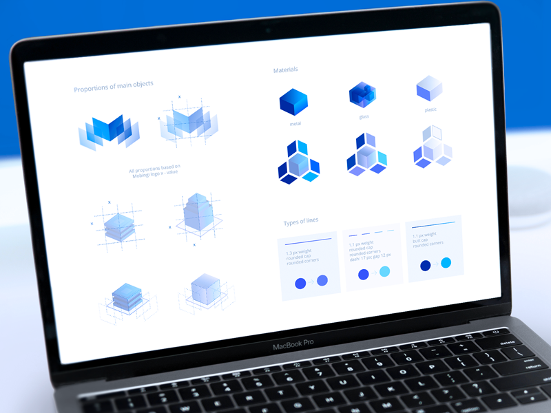 Mobingi Brand Illustration Design System branding shapes illustration design system brand company assets logo shapes identity style guide brandbook brand elements colors logo mark design logotype sign work branding ramotion style guide geometrical shapes