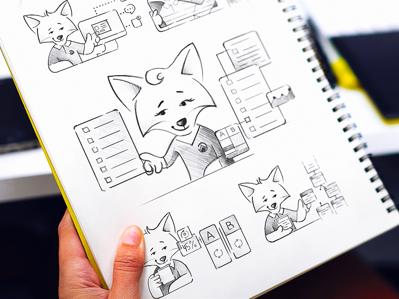 Iterable mascot sketches art exploration wip