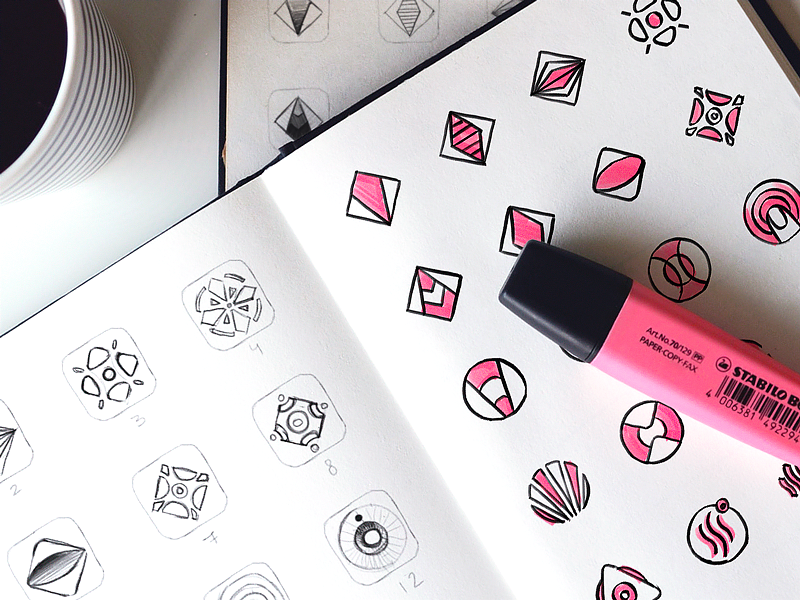 Hand drawn concepts sketches exploration branding