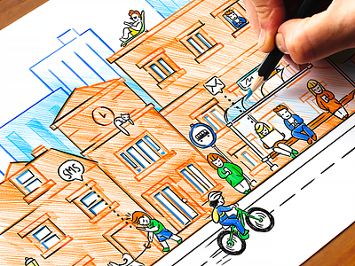 Hand-drawn Illustration WIP startup branding